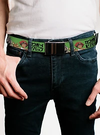 Cowboy Bebop Crew Group Pose & Title Logo Green Black Flip Web Belt