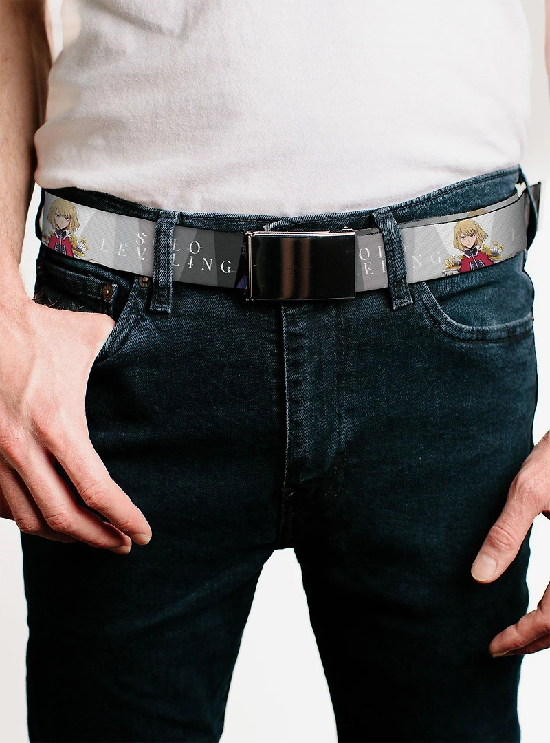 Solo Leveling Jinwoo & Hae Poses Logo White Flip Web Belt