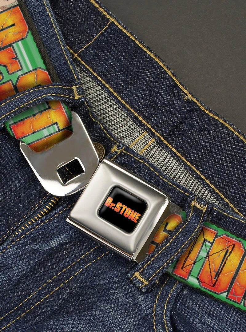 Dr. Stone Title Logo & Suika Face Close Up Youth Seatbelt Buckle Belt