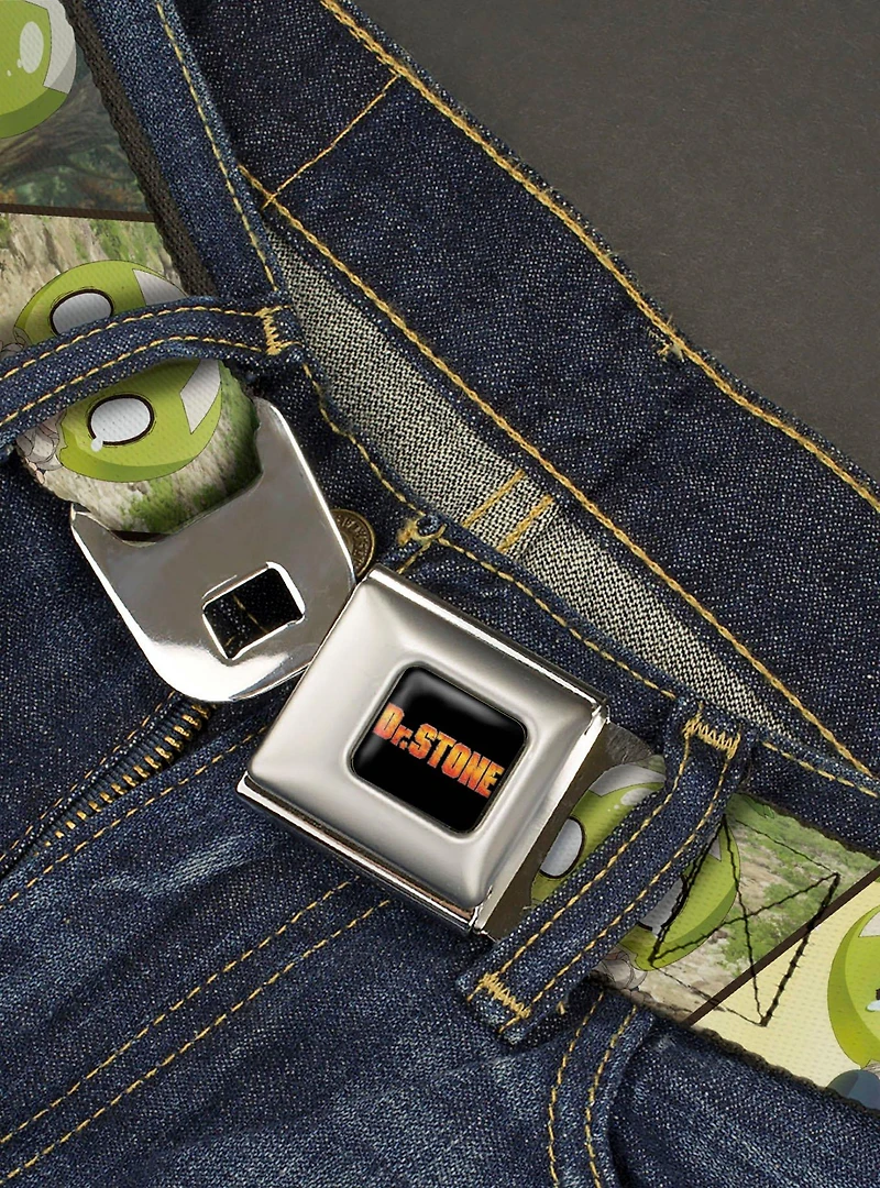 Dr. Stone Title Logo & Suika Pose Blocks Seatbelt Buckle Belt