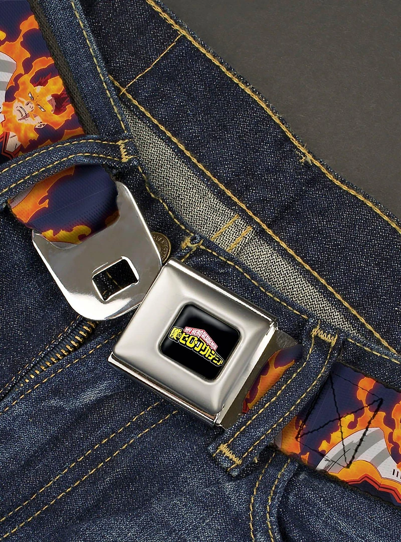 My Hero Academia Flame Endeavor Pose Blue Seatbelt Buckle Belt