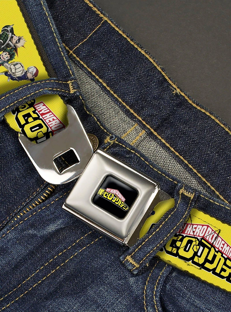 My Hero Academia Character Trio Pose & Title Logo Yellow Seatbelt Buckle Belt