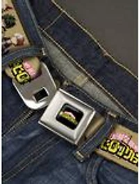 My Hero Academia Character Trio Pose & Title Logo Tan Seatbelt Buckle Belt