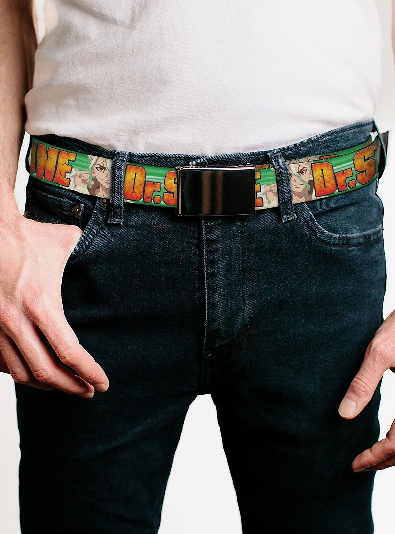 Dr. Stone Title Logo & Suika Face Close Up Flip Web Belt