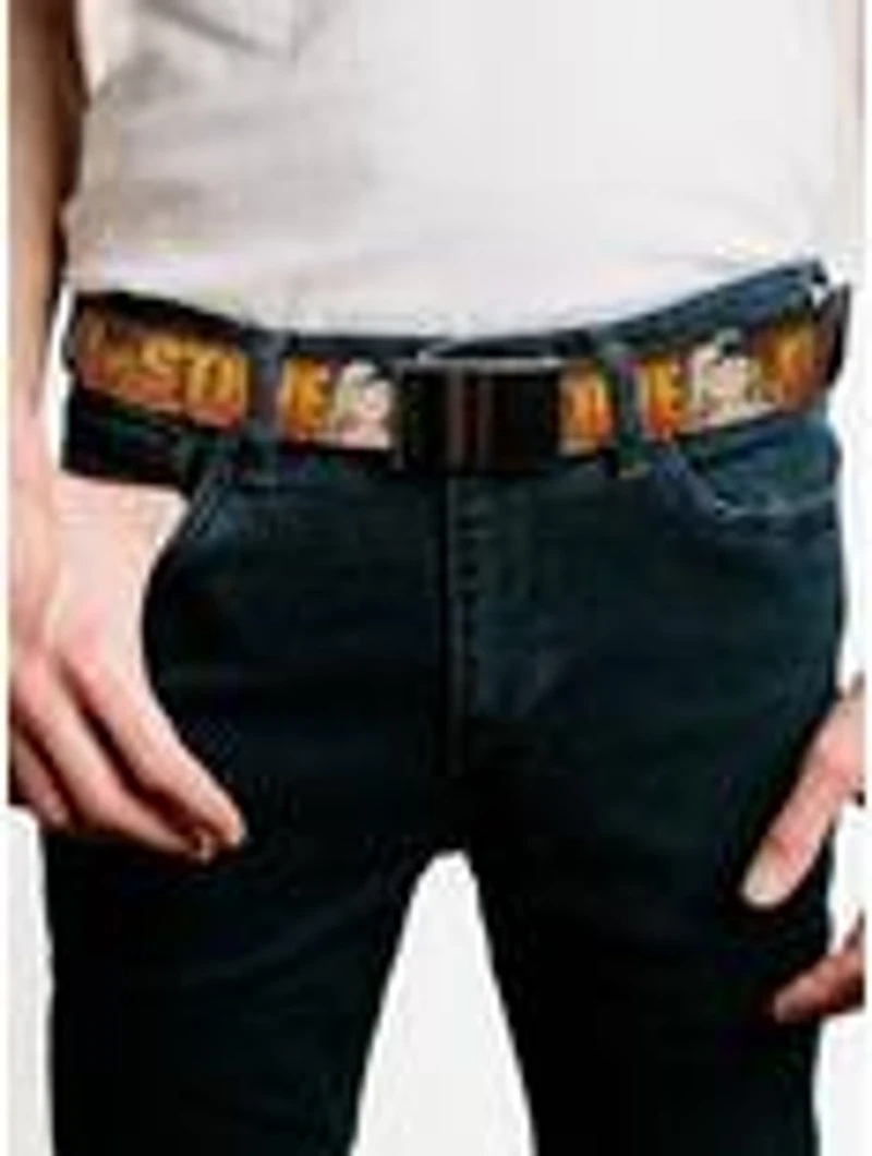 Dr. Stone Title Logo & Gen Asagiri Expression Orange Flip Web Belt