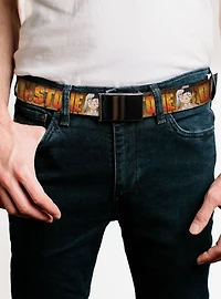 Dr. Stone Title Logo & Gen Asagiri Expression Orange Flip Web Belt