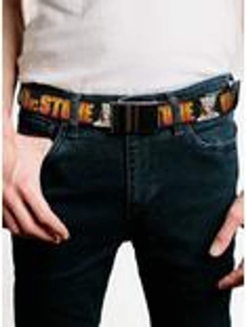 Dr. Stone Title Logo & Senku Ishigami Pose Black Flip Web Belt