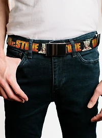 Dr. Stone Title Logo & Senku Ishigami Pose Black Flip Web Belt