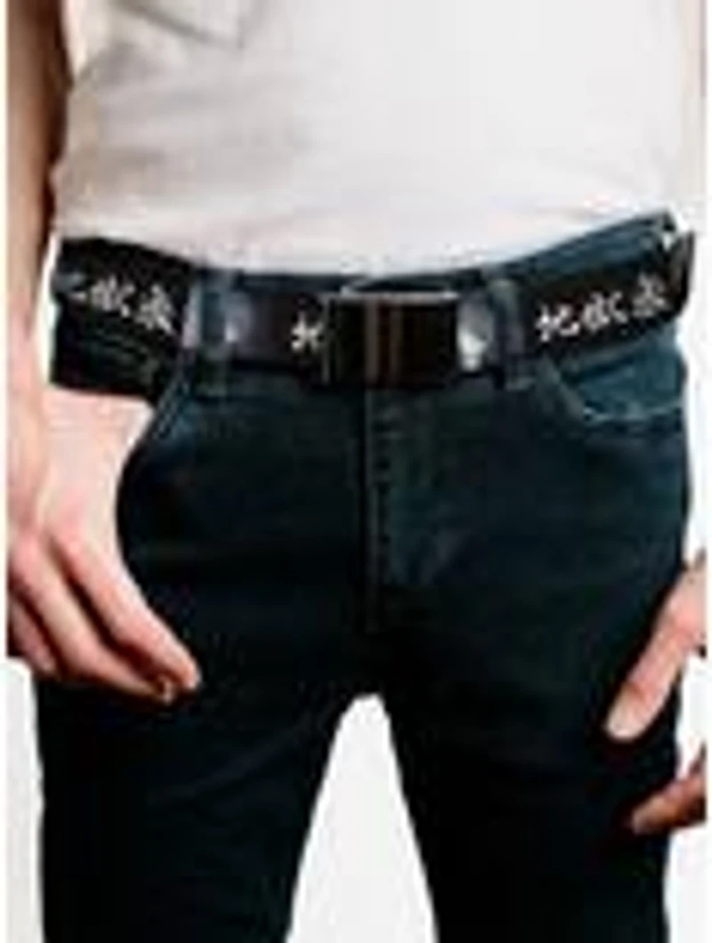 Hell's Paradise Kanji Title Logo & Gabimaru Face Black White Flip Web Belt
