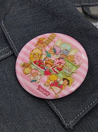 Strawberry Shortcake Baking Scene Circle Button Pin