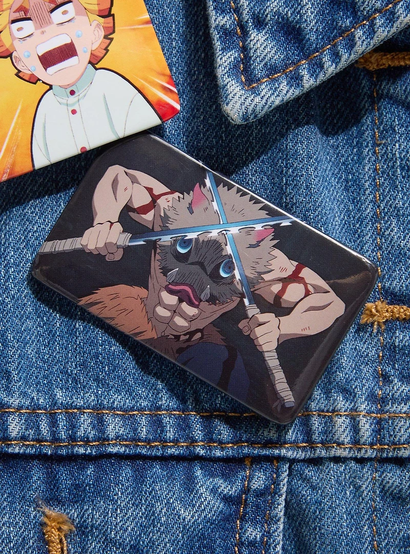 Demon Slayer: Kimetsu no Yaiba Inosuke Portrait Rectangle Button Pin