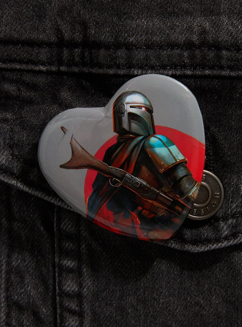 Star Wars The Mandalorian Portrait Heart Button Pin