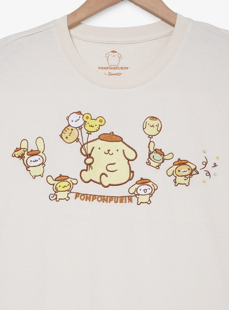 Sanrio Pompompurin Party Embroidered Women's T-Shirt - BoxLunch Exclusive