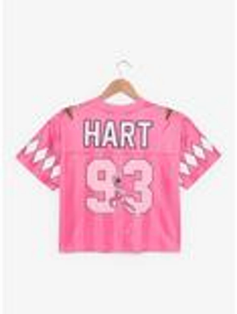 Mighty Morphin Power Rangers Pink Ranger Women's Cropped Football Jersey - BoxLunch Exclusive