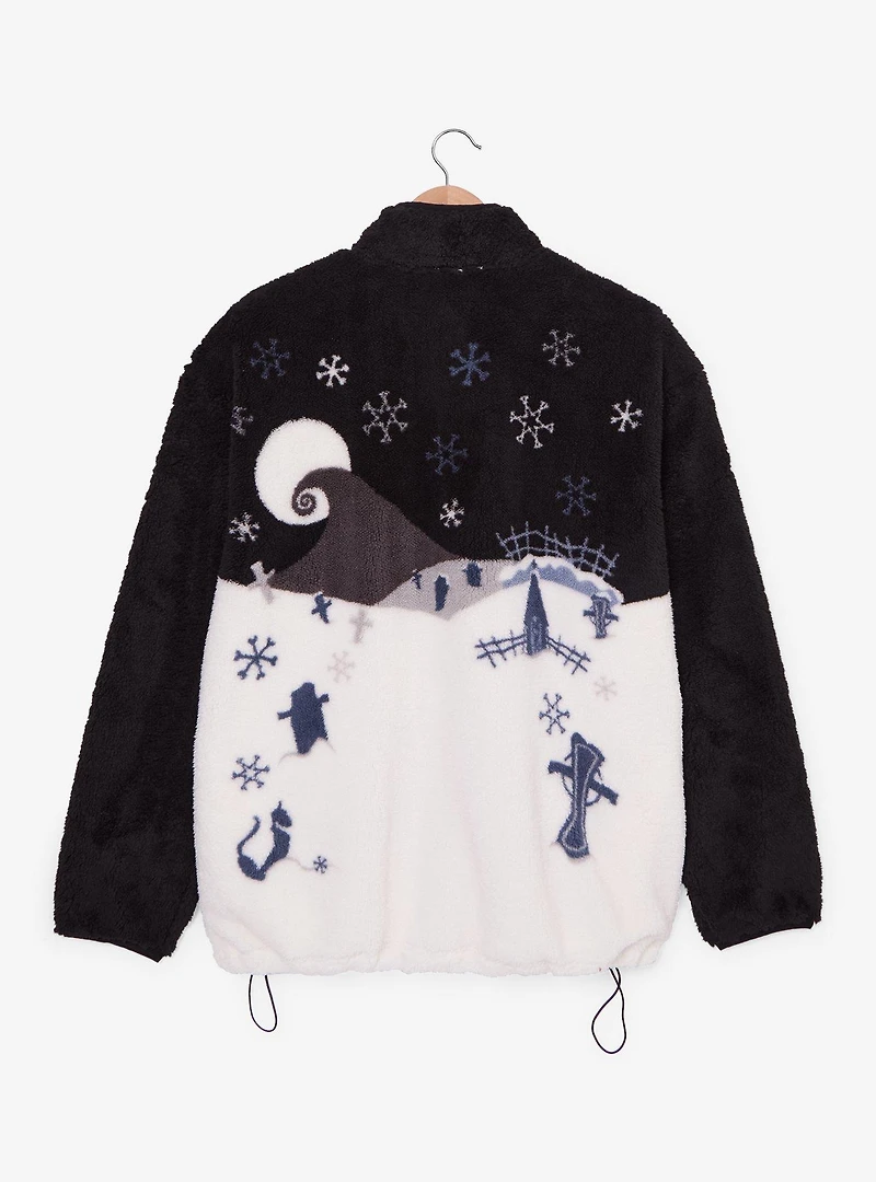 Disney The Nightmare Before Christmas Snowy Scene Quarter Zip Sherpa Jacket - BoxLunch Exclusive