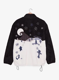 Disney The Nightmare Before Christmas Snowy Scene Quarter Zip Sherpa Jacket - BoxLunch Exclusive
