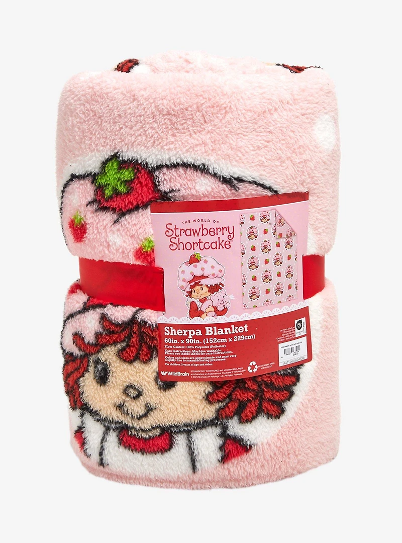 Strawberry Shortcake Allover Print Sherpa Throw - BoxLunch Exclusive