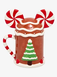 Disney Mickey Mouse Gingerbread House Figural Mug With Lid — BoxLunch Exclusive