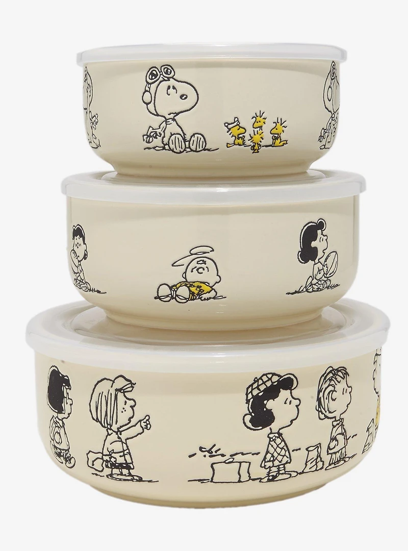 Peanuts Comic Strip Storage Bowl Set With Lids — BoxLunch Exclusive