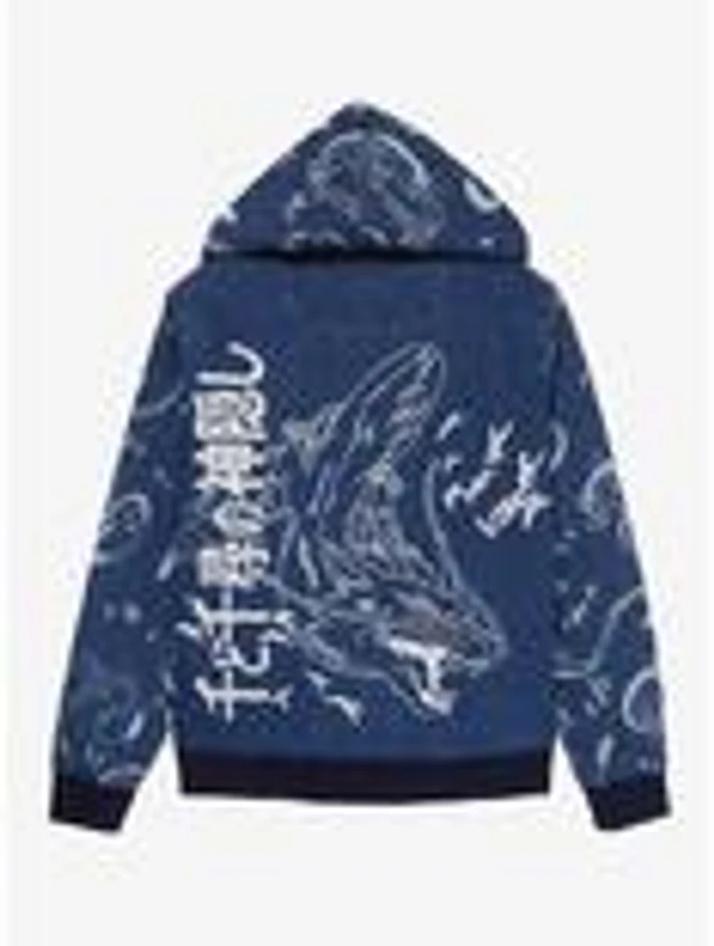 Studio Ghibli® Spirited Away Haku Allover Print Denim Zippered Hoodie - BoxLunch Exclusive