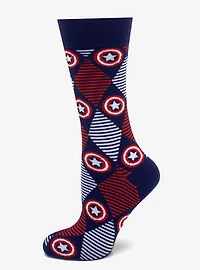 Marvel Captain America Argyle Stripe Socks and Lapel Pin Set