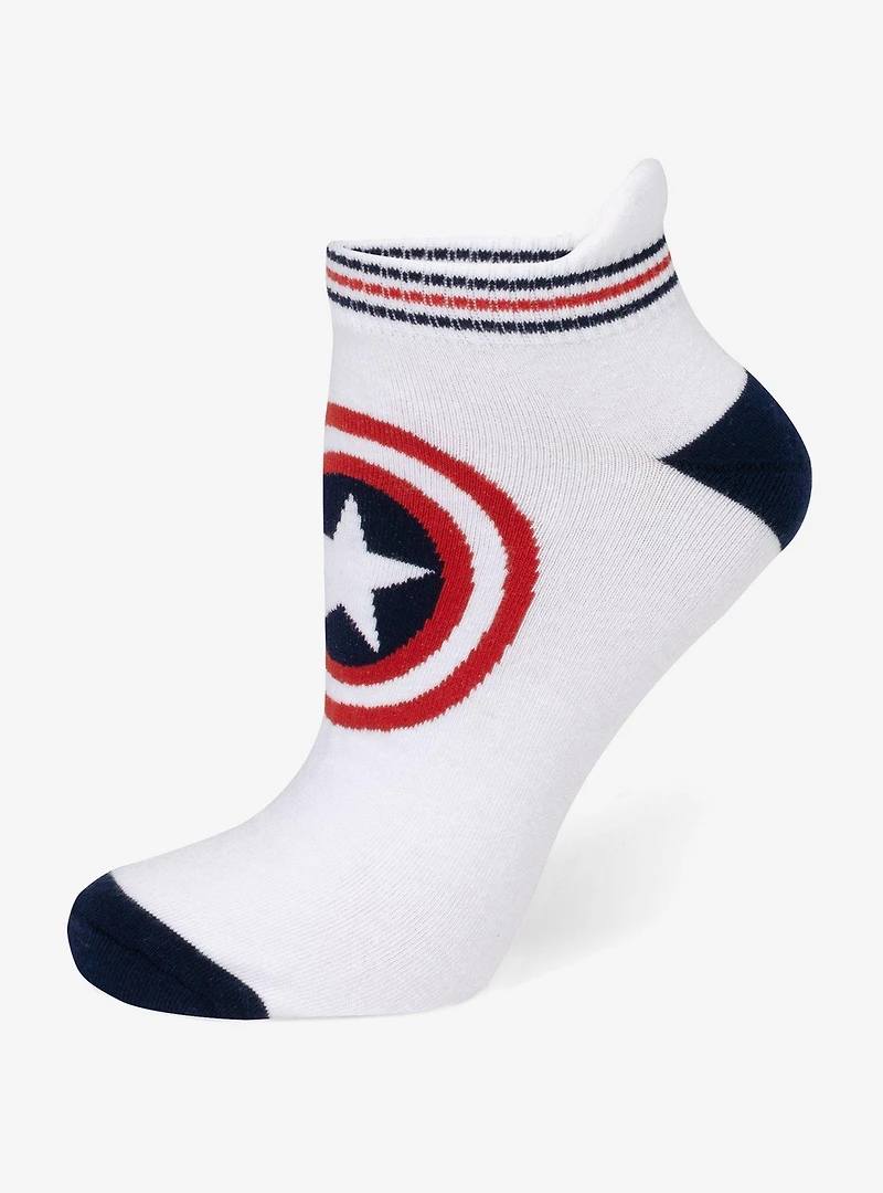 Marvel Captain America White Ankle Socks and Lapel Pin Set