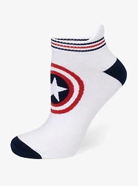 Marvel Captain America White Ankle Socks and Lapel Pin Set