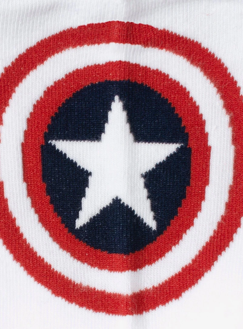Marvel Captain America White Ankle Socks and Lapel Pin Set