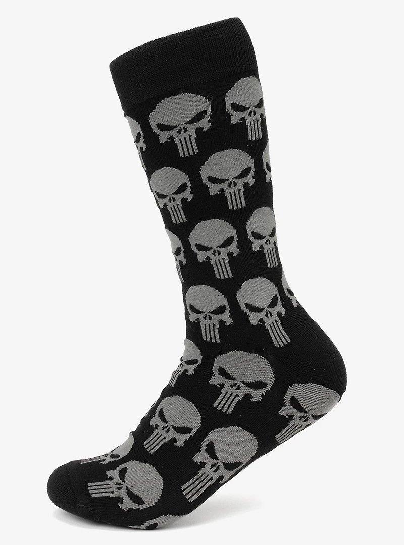 Marvel Punisher Black Socks and Silver Lapel Pin Set