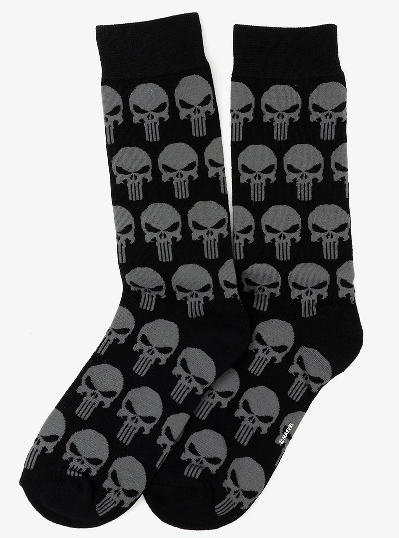 Marvel Punisher Black Socks and Silver Lapel Pin Set