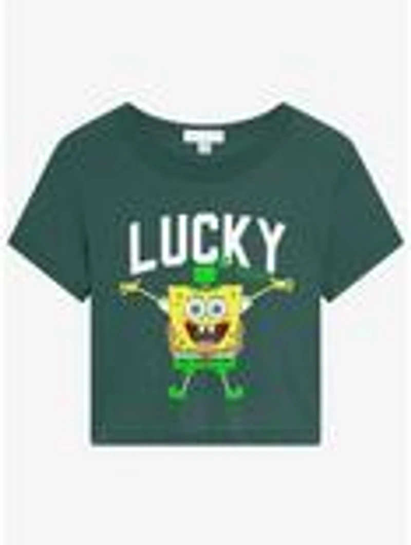 SpongeBob SquarePants "Lucky" Leprechaun Premium Triblend Women's Crop Top
