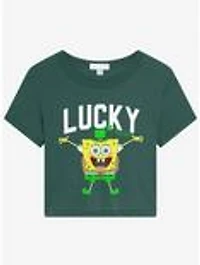 SpongeBob SquarePants "Lucky" Leprechaun Premium Triblend Women's Crop Top