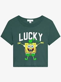 SpongeBob SquarePants "Lucky" Leprechaun Premium Triblend Women's Crop Top