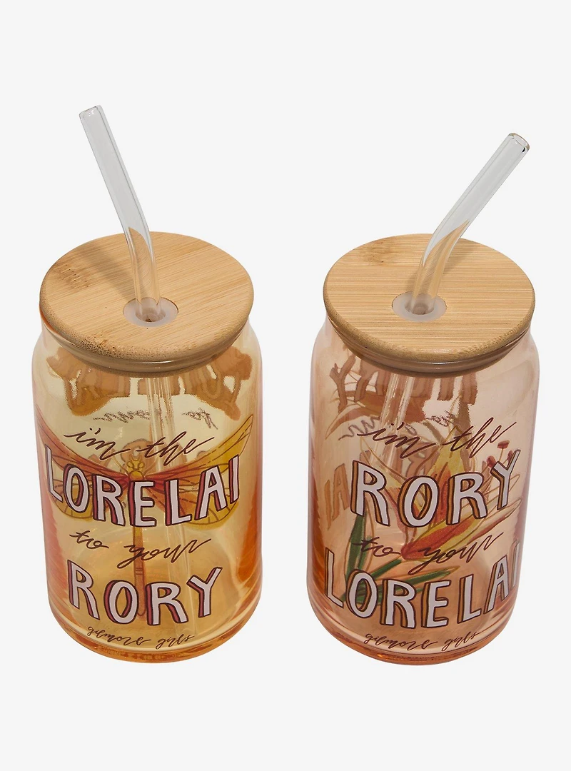 Gilmore Girls Lorelai & Rory Glass Cup with Straw Set - BoxLunch Exclusive