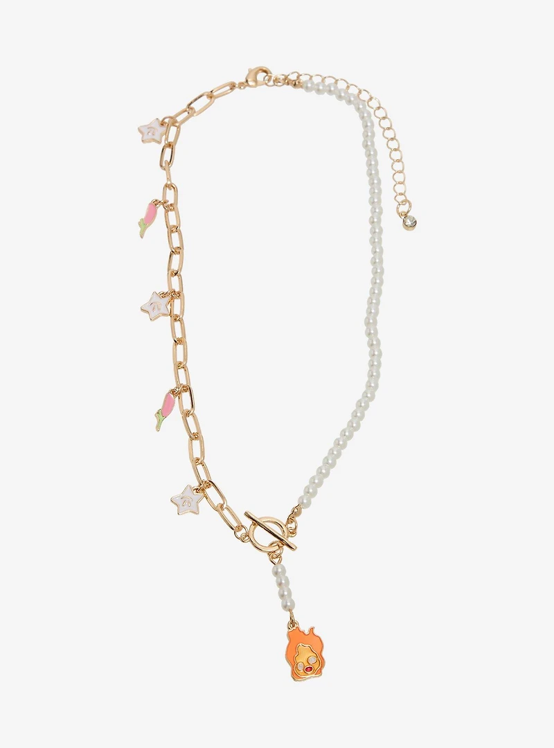 Studio Ghibli® Howl's Moving Castle Pearl & Chain Calcifer Floral Necklace - BoxLunch Exclusive