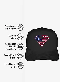 Superman American Flag Shield Logo Foam Trucker Hat