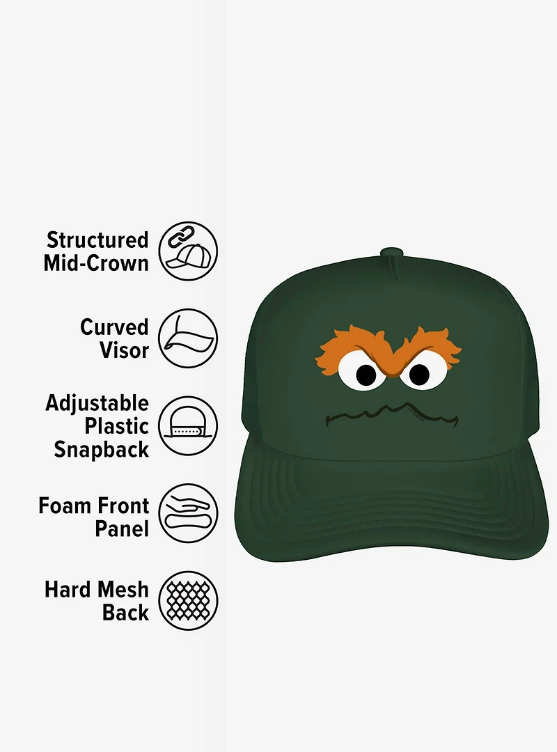 Sesame Street Oscar The Grouch Face Foam Trucker Hat