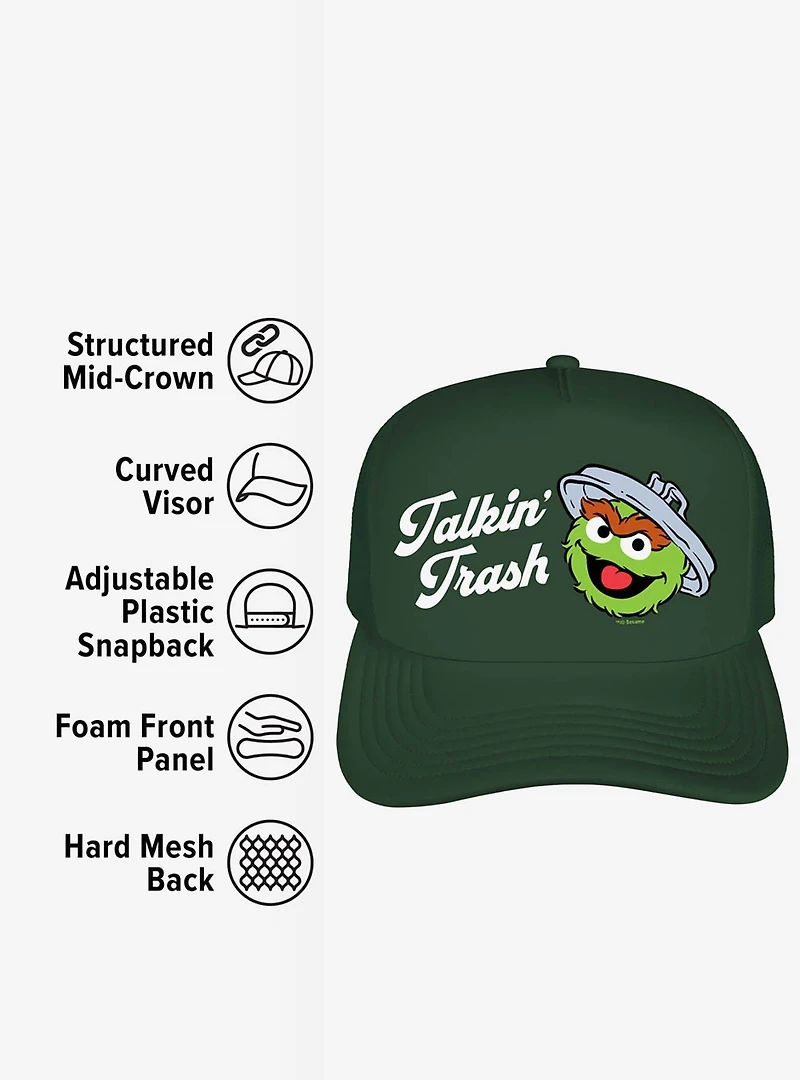 Sesame Street Oscar The Grouch Talkin' Trash Foam Trucker Hat