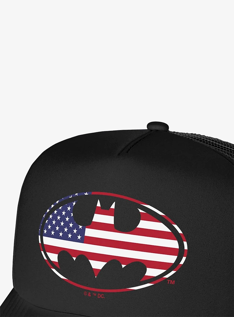 Batman American Flag Shield Logo Foam Trucker Hat