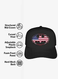Batman American Flag Shield Logo Foam Trucker Hat