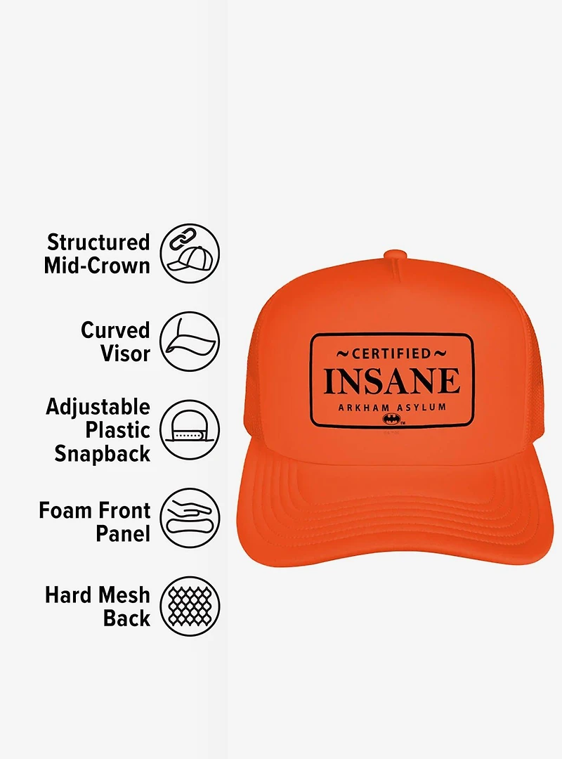 Batman Joker Certified Insane Arkham Asylum Foam Trucker Hat