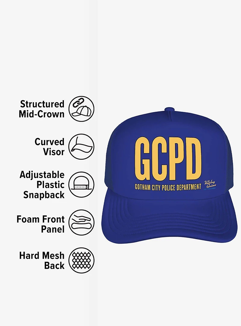 Harley Quinn Animated Series Batman Gotham City GCPD Logo Foam Trucker Hat