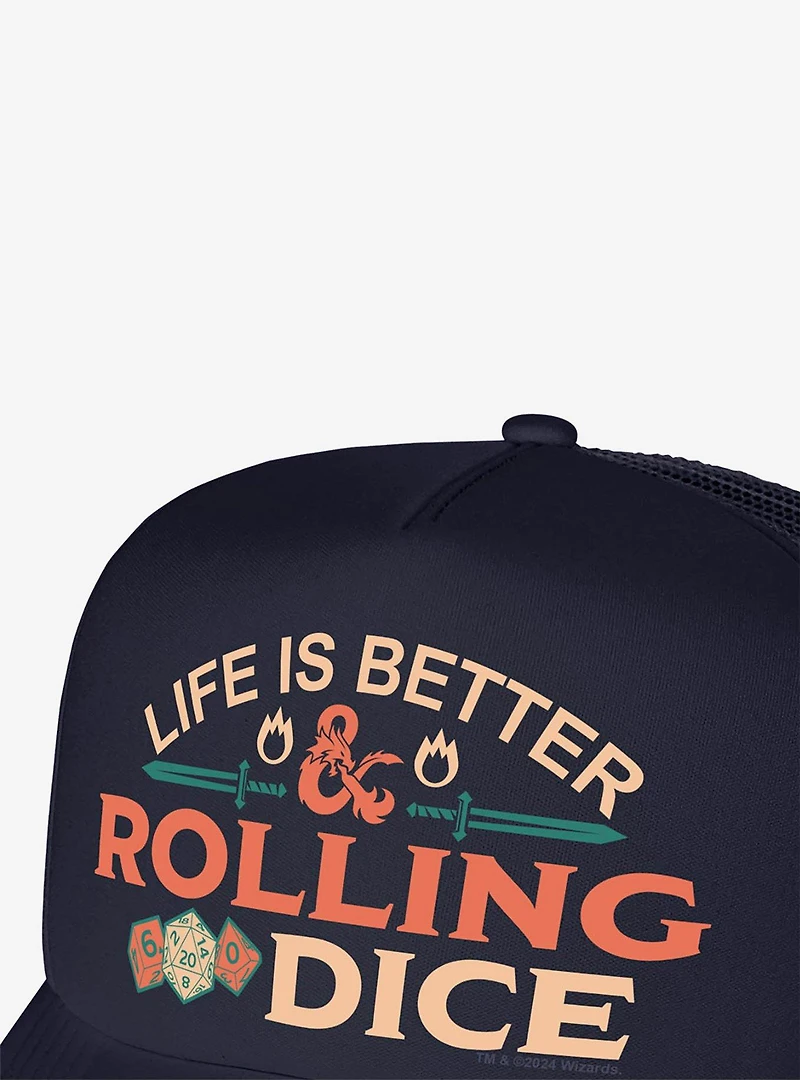 Dungeons And Dragons Life Is Better Rolling Dice Foam Trucker Hat