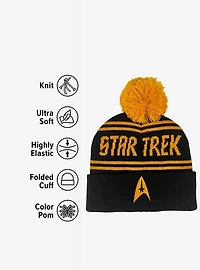 Star Trek Command Acrylic Knit Beanie With Pom