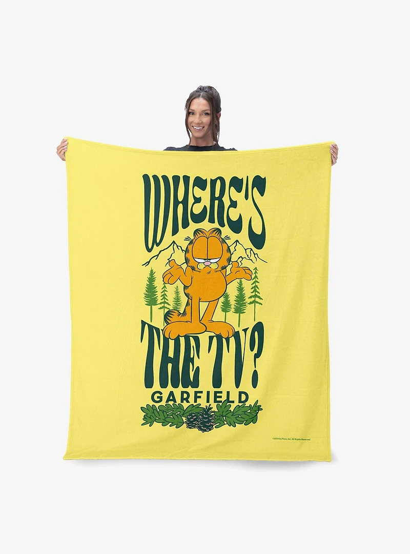 Garfield Where's The TV Silk Touch Sherpa Throw Blanket