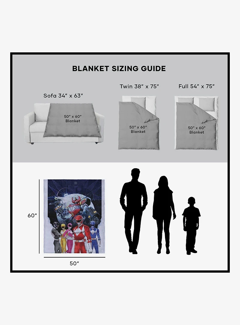 Mighty Morphin Power Rangers Silk Touch Sherpa Throw Blanket