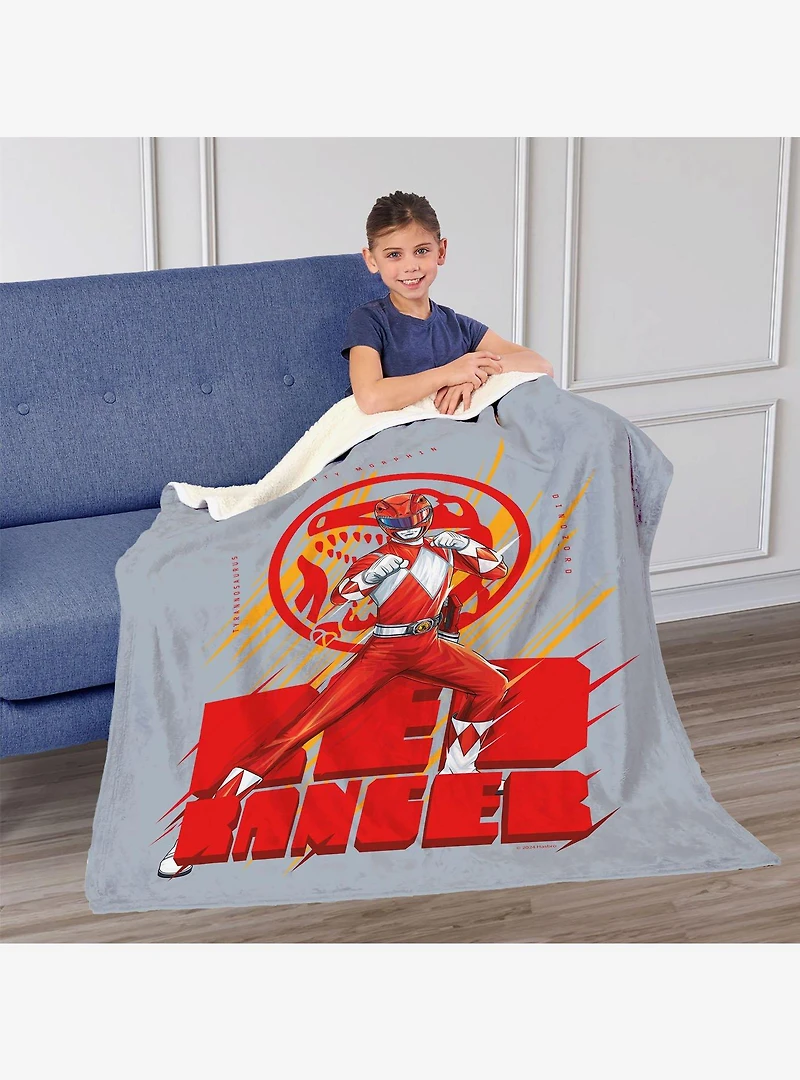 Mighty Morphin Power Rangers Red Ranger Silk Touch Sherpa Throw Blanket