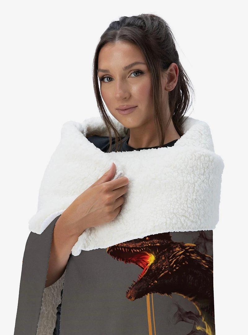 House of the Dragon Let It Reign Silk Touch Sherpa Throw Blanket