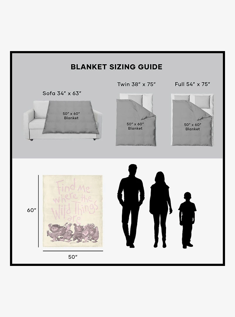 Where The Wild Things Are Find Me Pink Silk Touch Sherpa Throw Blanket