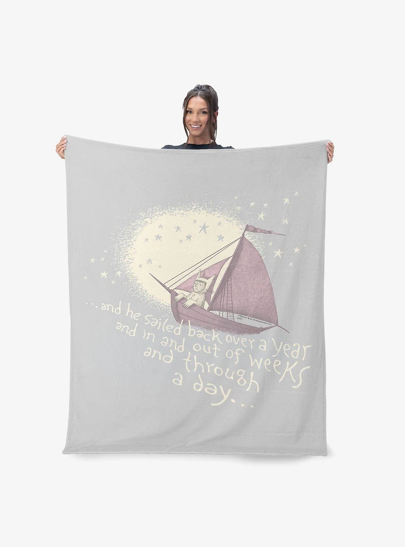 Where The Wild Things Are He Sailed Silk Touch Sherpa Throw Blanket